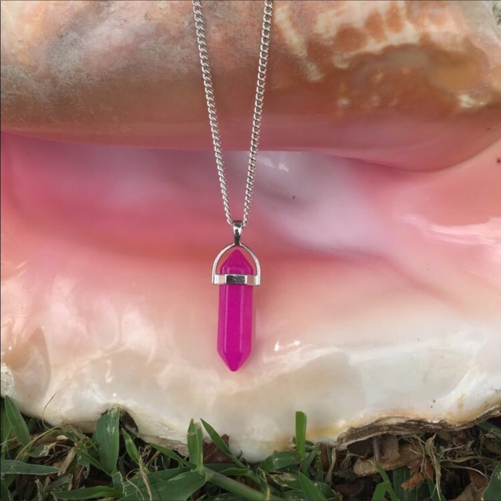 Polished pink topaz necklace